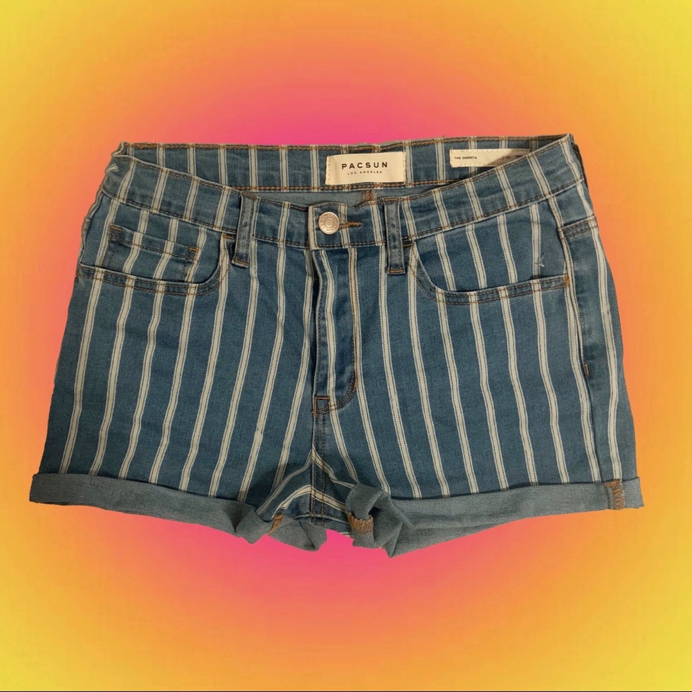 Striped Jean Shorts